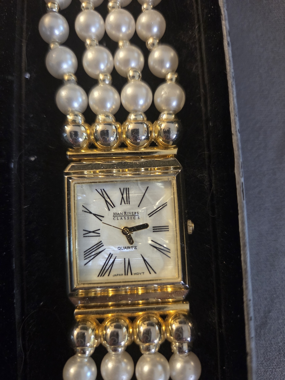Joan Rivers Gold Tone Pearl Multi-Strand Bracelet Watch